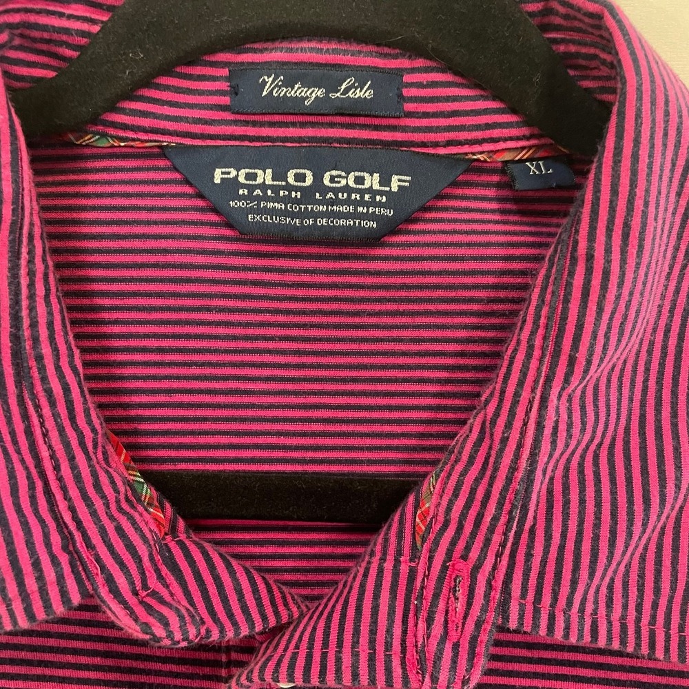 Polo‎ Golf Ralph Lauren striped polo golf  pink black shirt XL Men's